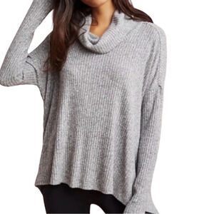 ANTHROPOLOGIE Saturday Sunday Malone Longline Cowl Neck Ribbed Tunic Top